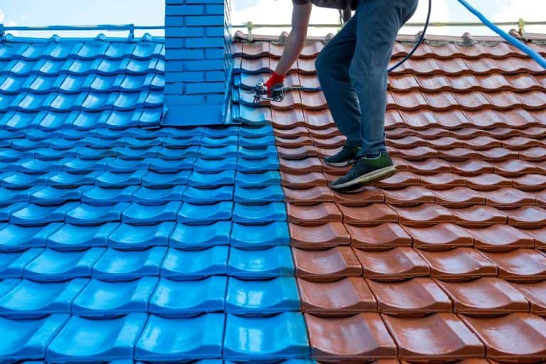 Half roof painted in blue, half of tiles are still red, What's the best roof color for Florida?