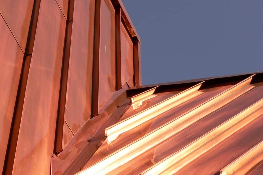 Copper roofing of a house