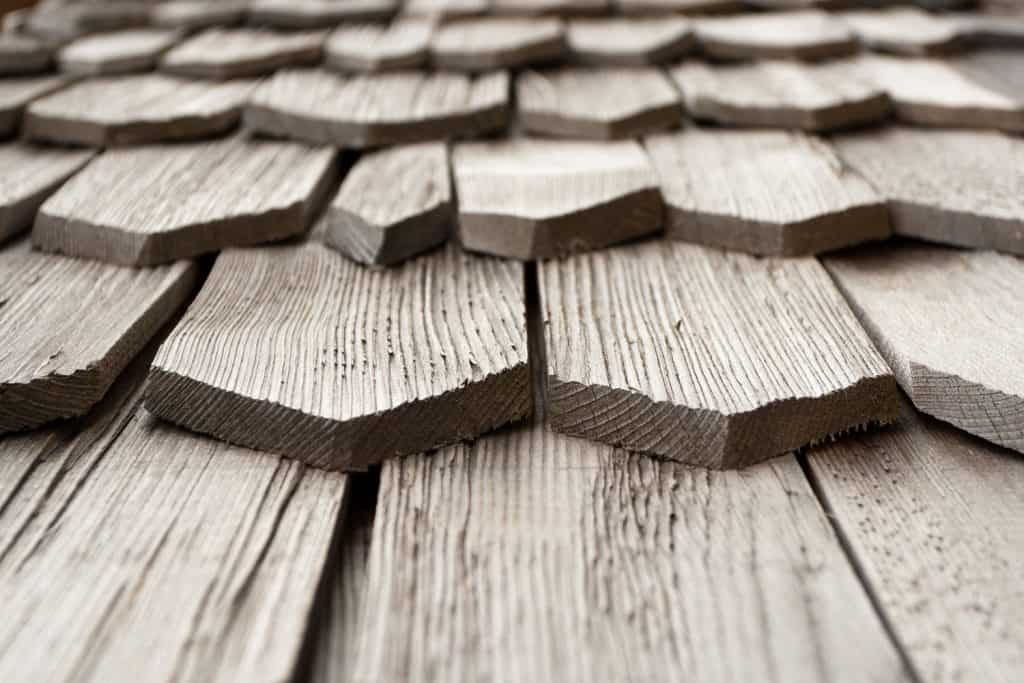 Huge blocks of cedar shingle roofing