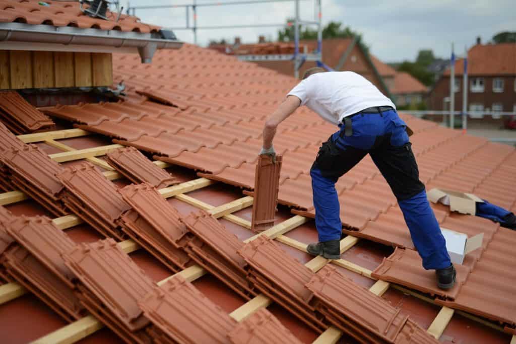 Roofing red clay tiles
